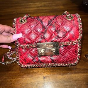 MICHAEL KOR MINI SHOULDER BAG WORN STRAPS